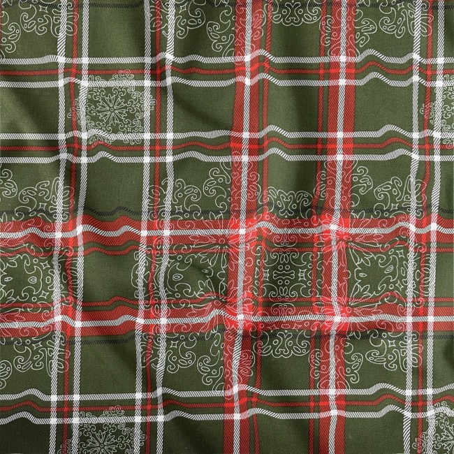 Tissu Coton - Carreaux de Noël Vert