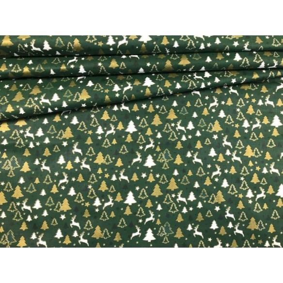 Tissu en coton - Arbres de Noël verts