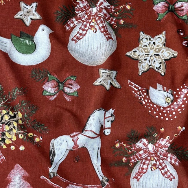 Tissu en coton - Cheval à bascule rouge