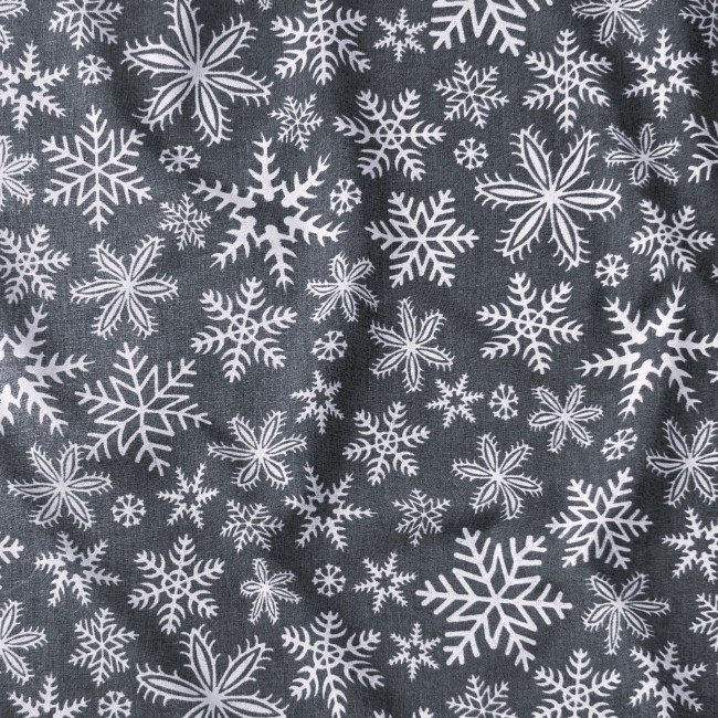 Tissu en coton - Flocon de neige gris...