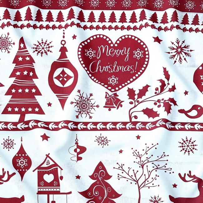 Tissu en coton - Sapin de Noël rouge...