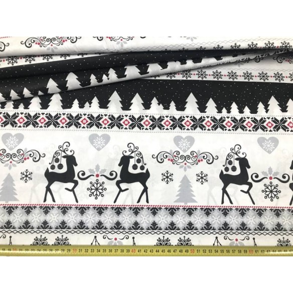 Tissu en coton - Pull de Noël renne noir