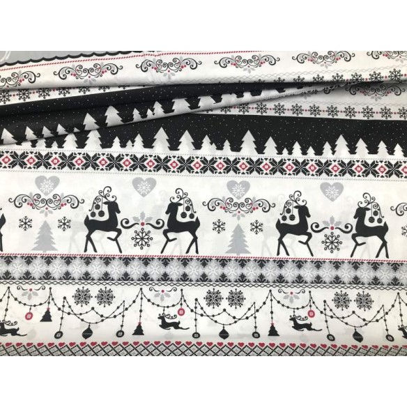 Tissu en coton - Pull de Noël renne noir