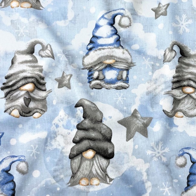 Tissu en coton - Nains de Noël bleus II