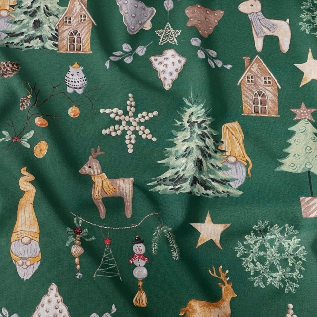 Tissu en coton - Ambiance de Noël, Vert