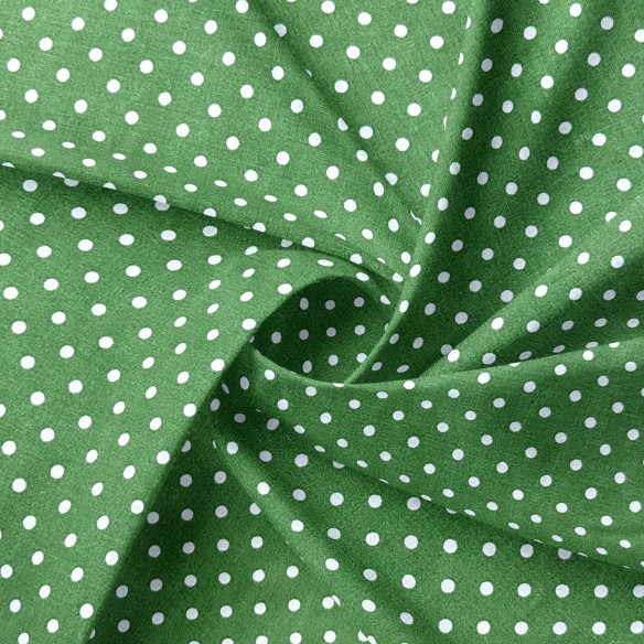 Tissu Coton - Pois Verts 4 mm