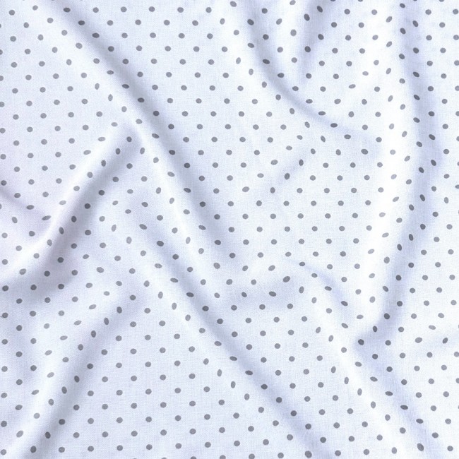 Tissu en coton - Pois gris sur blanc 4 mm