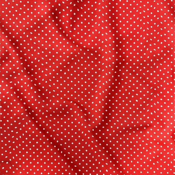 Tissu Coton - Pois Blancs sur Rouge 4 mm