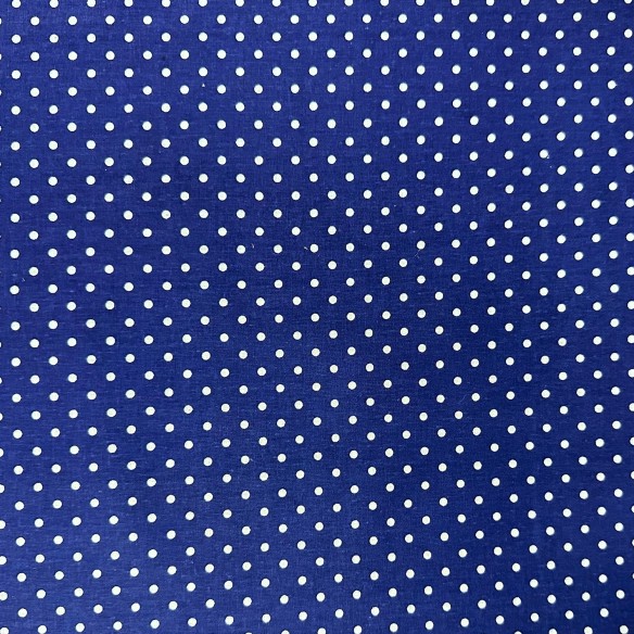 Tissu Coton - Pois Blancs sur Bleu Marine 4 mm