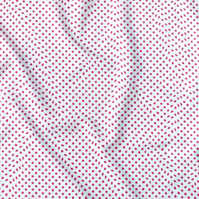 Tissu en coton - Pois framboise sur blanc 3 mm