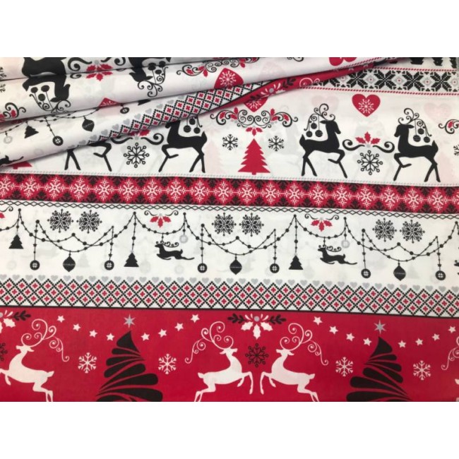 Tissu en coton - Pull festif rouge et noir