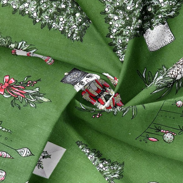 Tissu en coton - Casse-Noisette de Noël, vert