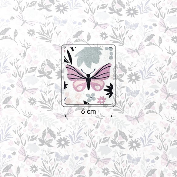 Tissu en coton -Papillons, Violet et rose