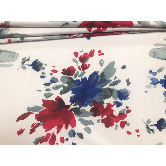 Tissu en coton - Grandes fleurs peintes