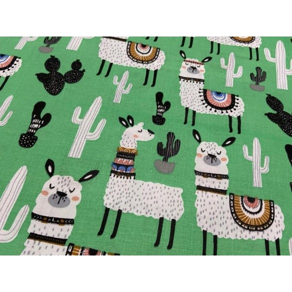 Tissu en coton - Alpaga vert mexicain