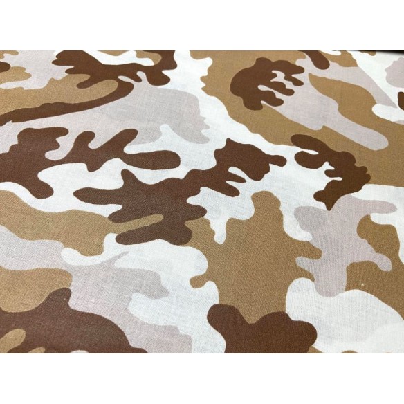 Tissu en coton - Motif militaire camo sable