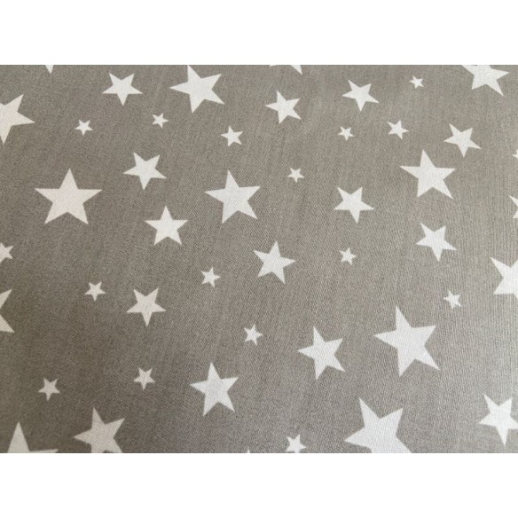 Tissu en coton - Grandes et petites étoiles sur gris