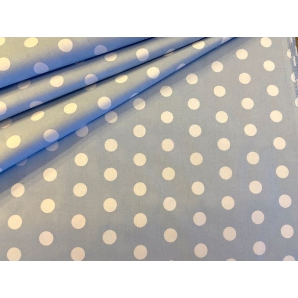 Tissu en coton - Pois blancs sur bleu 2.4 cm