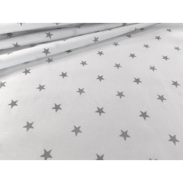 Tissu en coton - Étoiles grises sur blanc