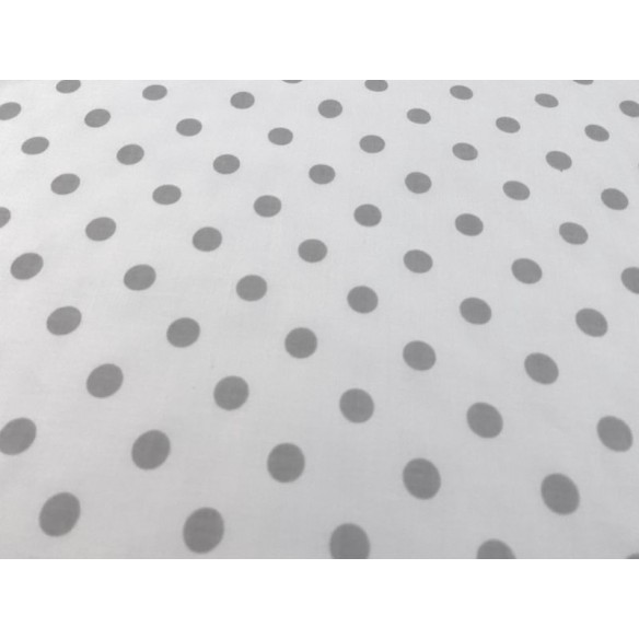 Tissu en coton - Pois gris moyen sur blanc