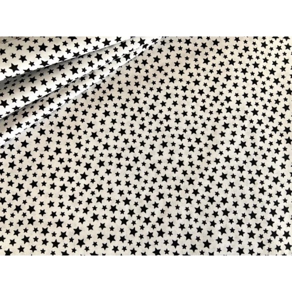 Tissu en coton - Mini étoiles noires sur blanc