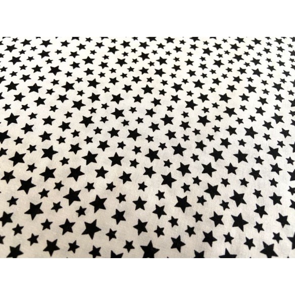 Tissu en coton - Mini étoiles noires sur blanc