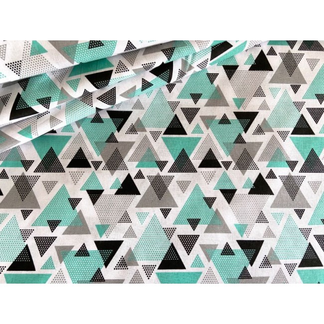 Tissu en coton - Triangles de cristaux menthe