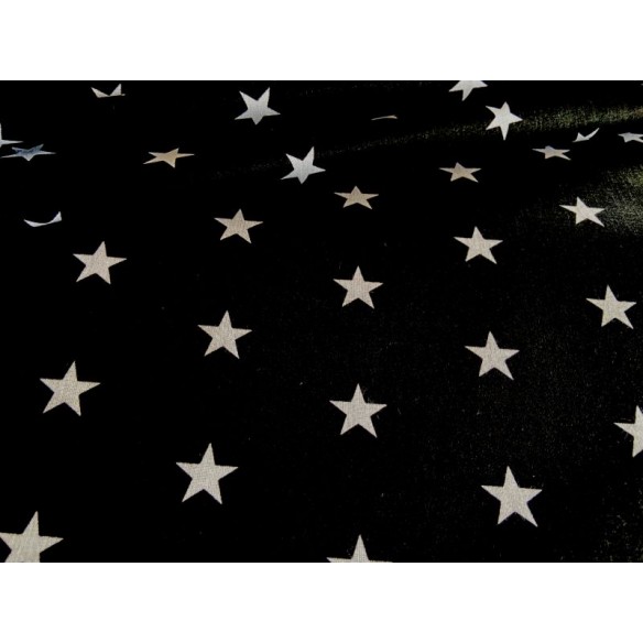 Tissu en coton - Étoiles blanches sur noir