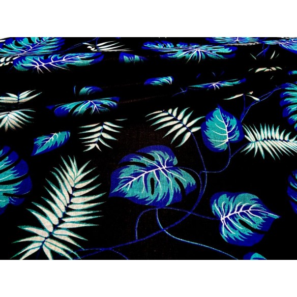 Tissu en coton - Monstera mini jungle bleue