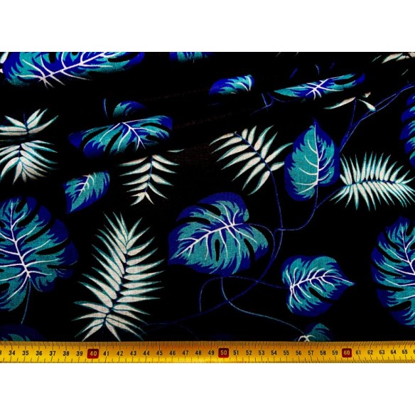 Tissu en coton - Monstera mini jungle bleue