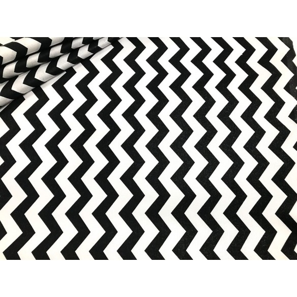 Tissu en coton - Zigzags chevrons noirs