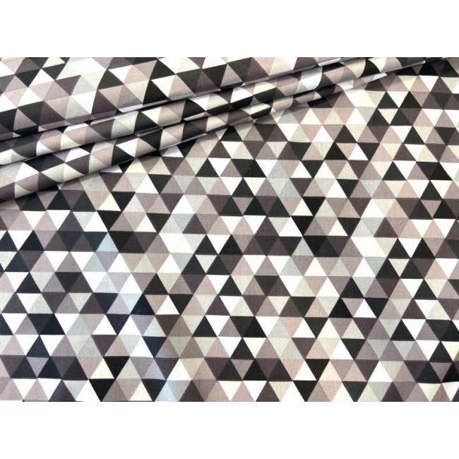 Tissu en coton - Pyramides beige-gris laiteux