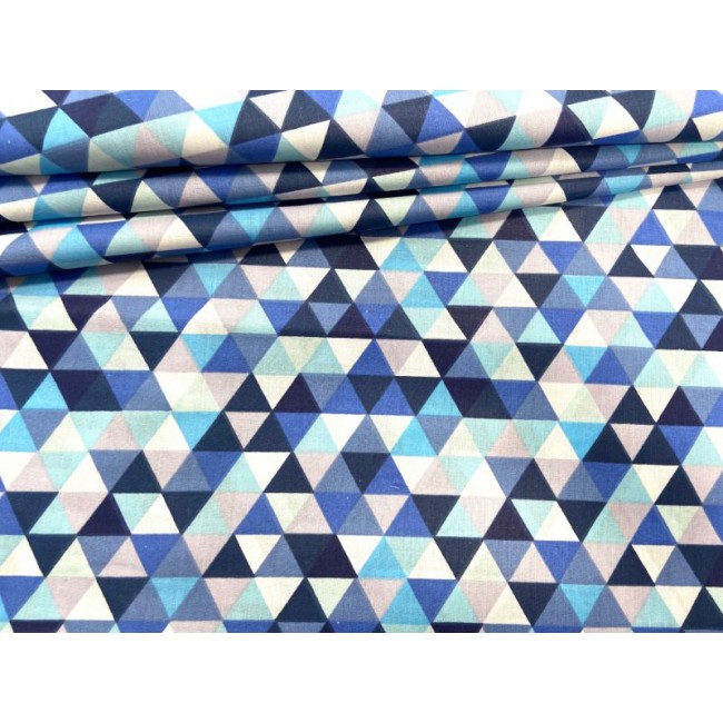 Tissu en coton - Mini triangles bleu marine