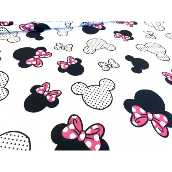 Tissu en coton - Mickey de souris abec pois rose