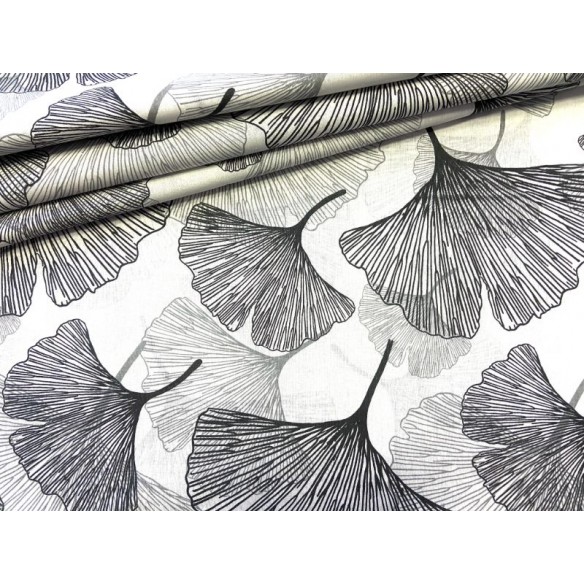 Tissu en coton - Fleurs chinoises grises