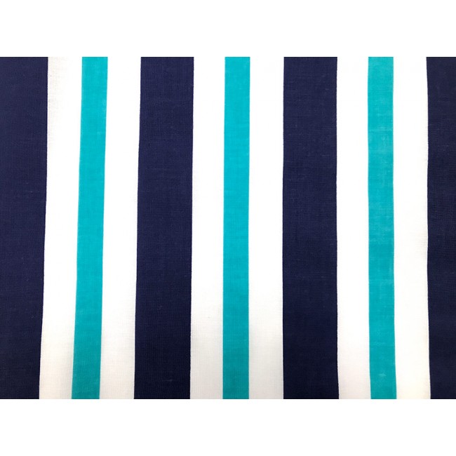 Tissu en coton - Rayures de marin bleu marine et turquoise