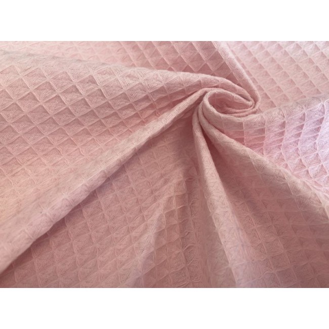 Tissu Coton Gaufré - Rose clair