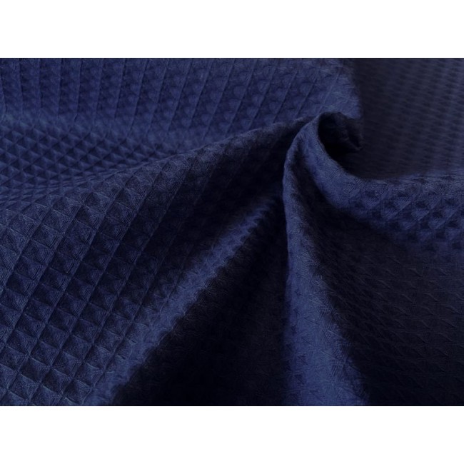 Tissu Coton Gaufré - Bleu marine