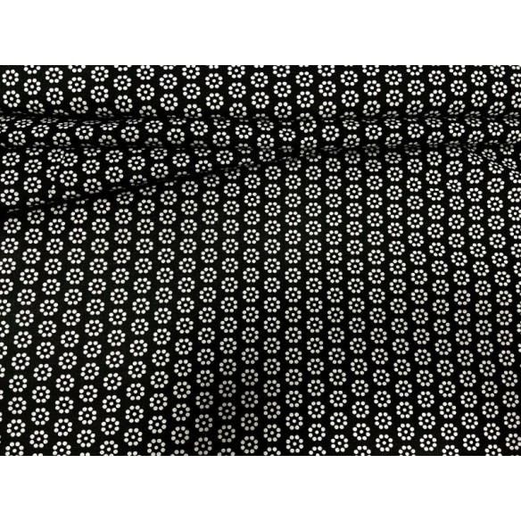 Tissu en coton - Points de fleurs sur noir