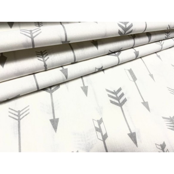Tissu en coton - Flèches grises sur blanc