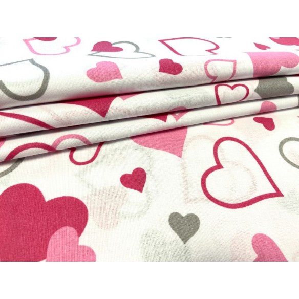 Tissu en coton - Coeurs roses de la Saint-Valentin