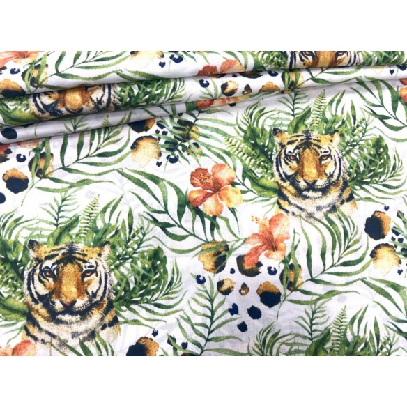 Tissu en coton - Tigres dans la jungle