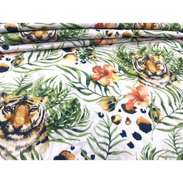 Tissu en coton - Tigres dans la jungle