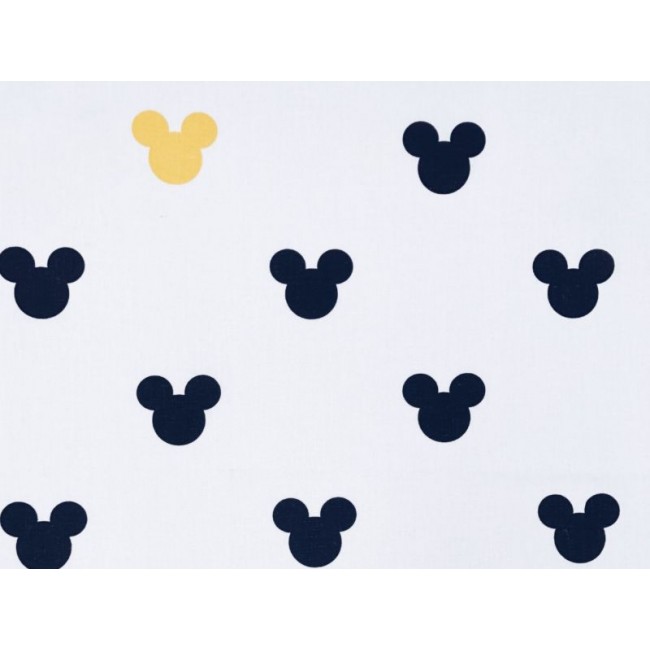 Tissu en coton - Mickey de souris jaune-noir sur blanc