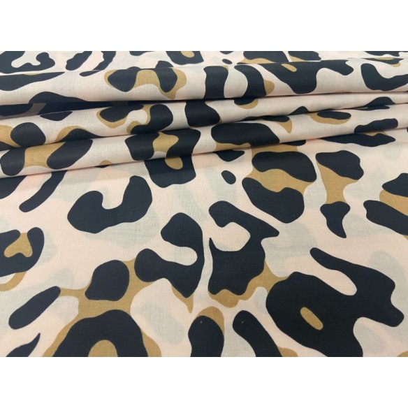 Tissu en coton - Grand léopard brun