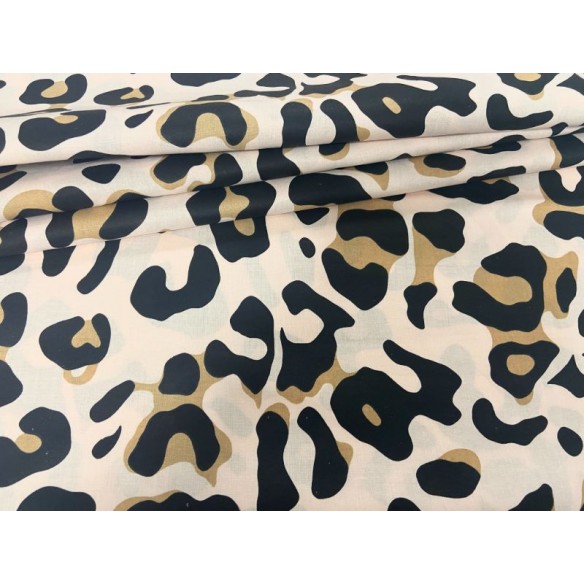 Tissu en coton - Grand léopard brun