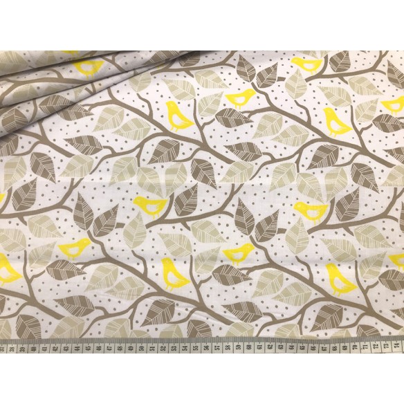 Tissu en coton - Arbres et feuilles - Variante jaune