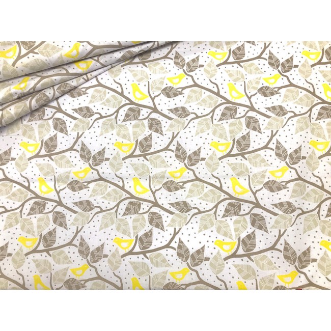 Tissu en coton - Arbres et feuilles - Variante jaune