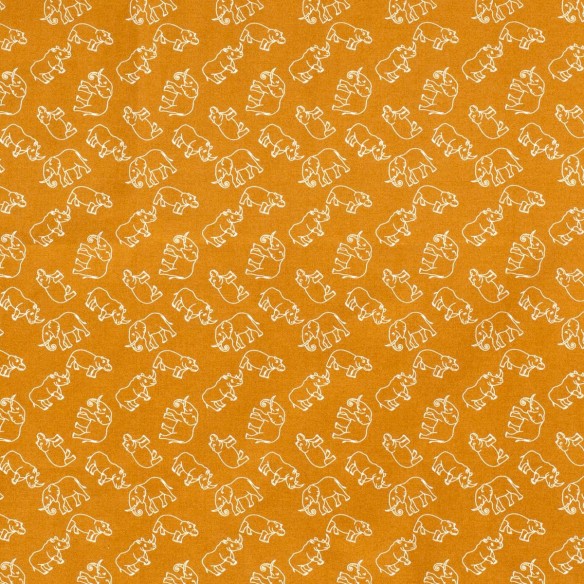 Coton PRIME - Éléphants sur orange