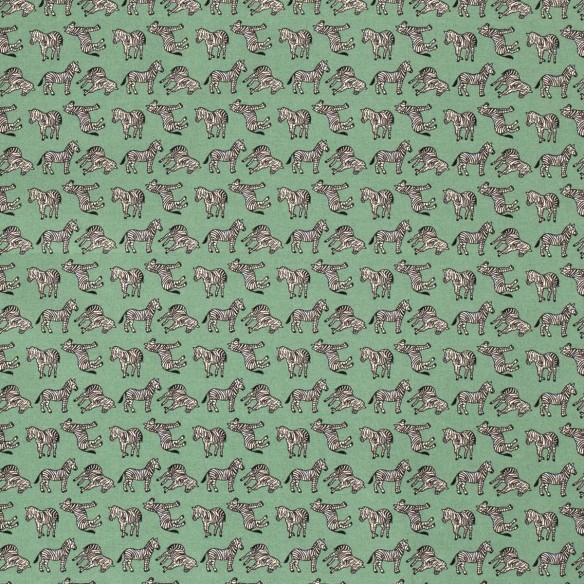 Coton PRIME - Zèbres sur vert
